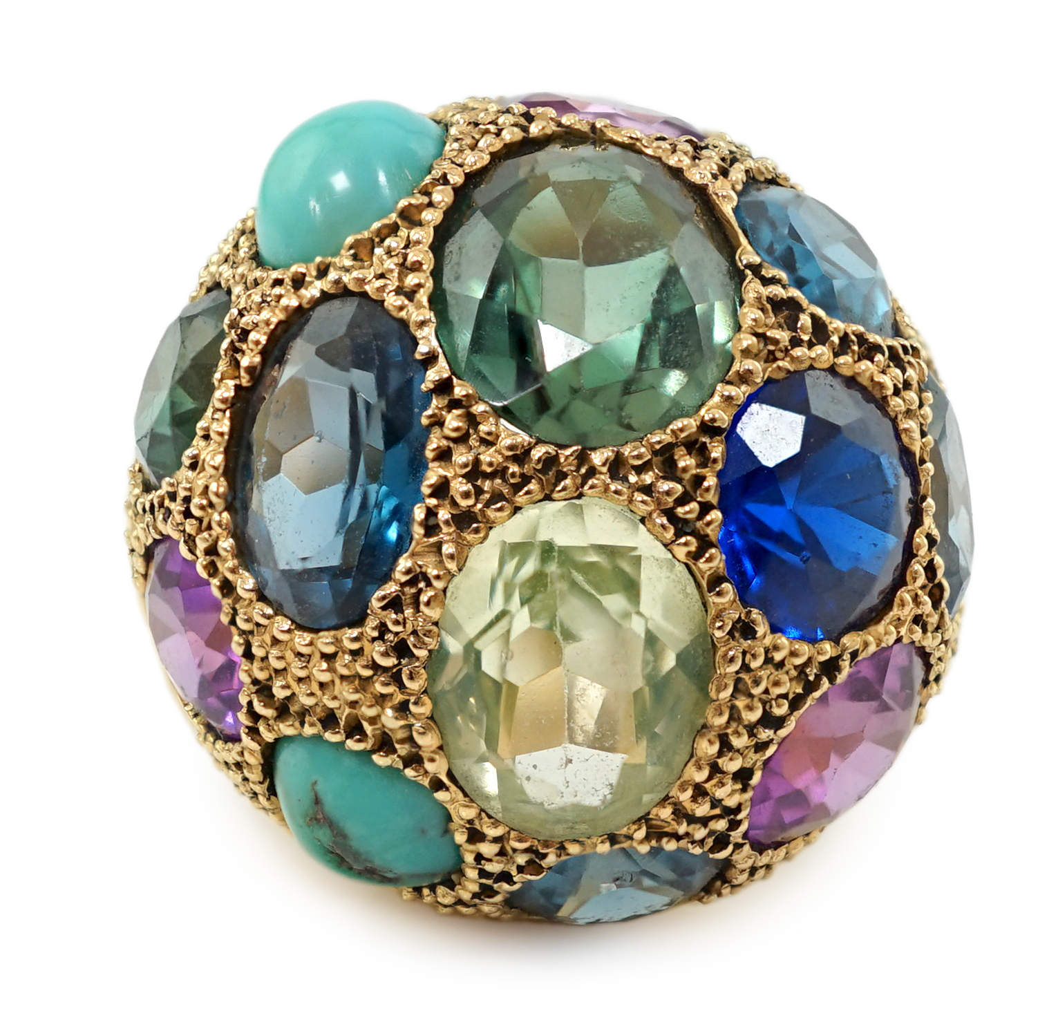 A 20th century Egyptian gold and multi gem set dress ring
